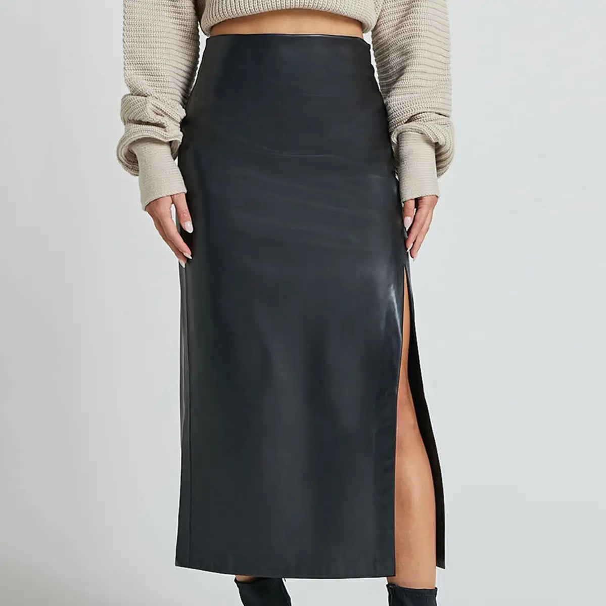 High Waist FauxLeather Skirt