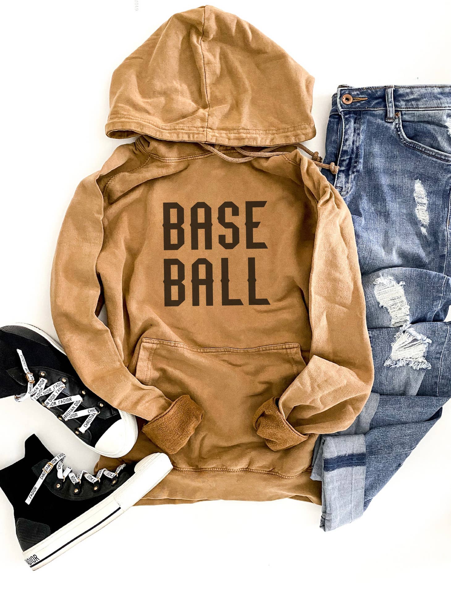 Baseball Vintage Wash Hoodie