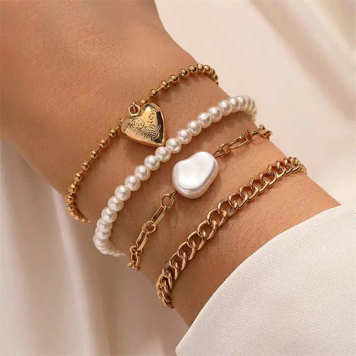 Heart Pearl Multi Bracelets