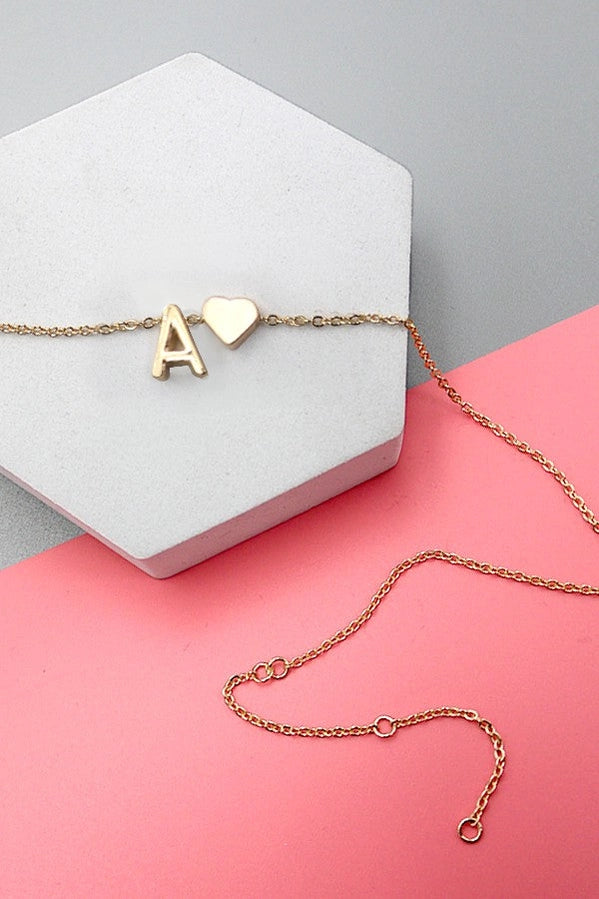 Initial Heart Charm Necklace