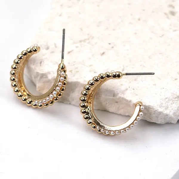 Pearl Ball Cross Over Earrings