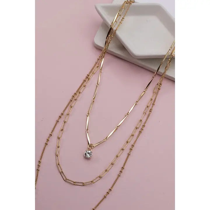 Single Rhinestone Layer Necklace