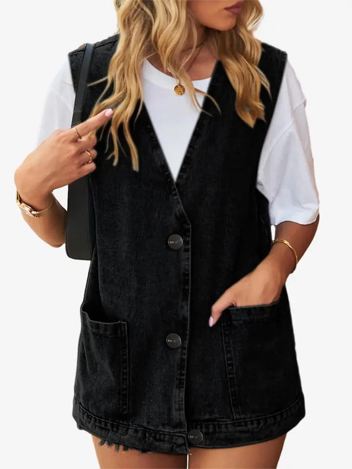 Button Denim Vest
