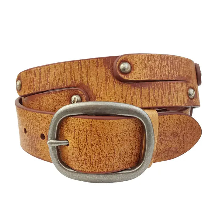 Vintage Distressed Studded Leather Belt