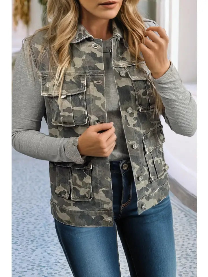 Camo Button Vest