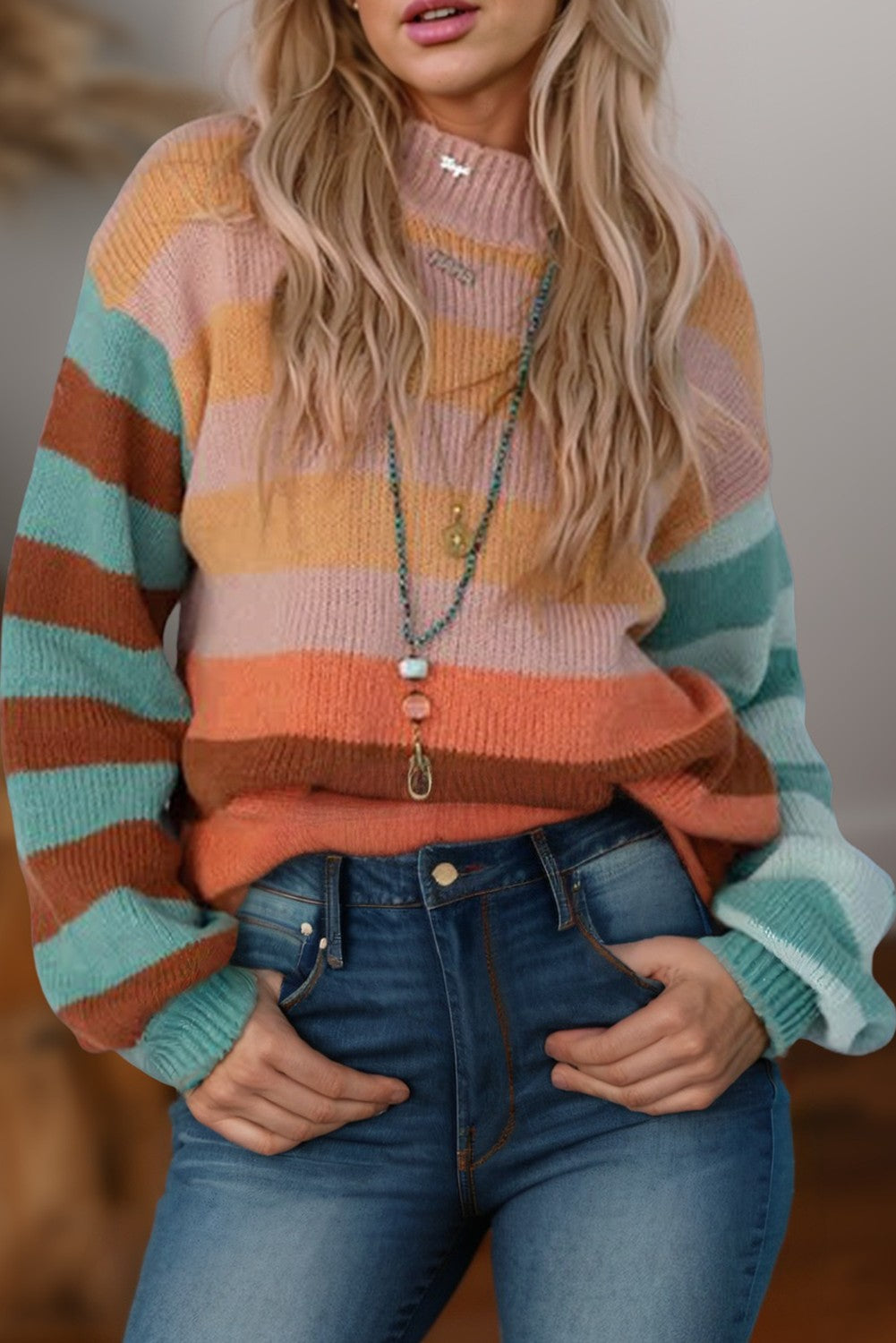 Colorblock Drop Shoulder Sweater