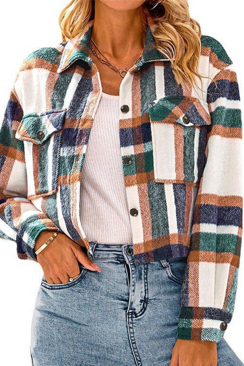 Jacket plaid flannel crop