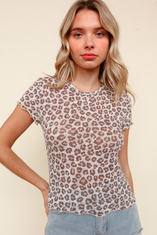 Frilled Hem Leopard Top