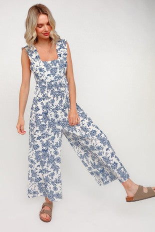 Frilled sleeveless jumpsuit