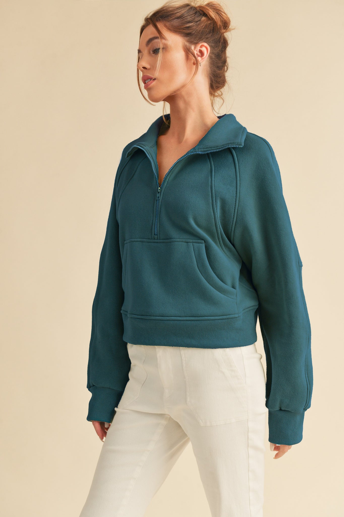 Dove funnel neck half zip