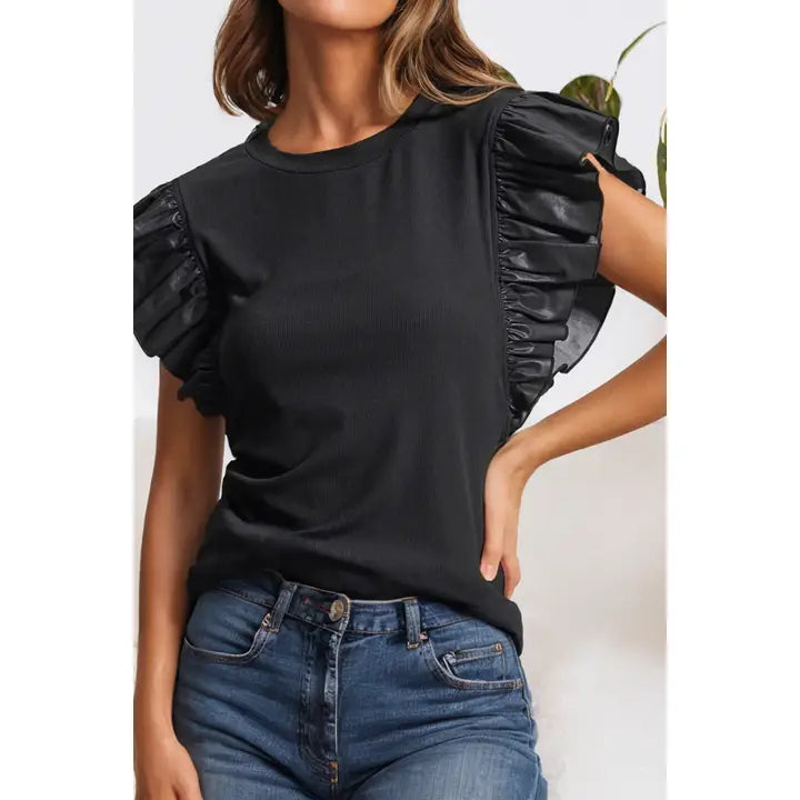 Top black leather sleeve