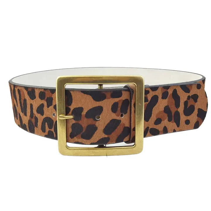 Leopard Hair Leather Belt