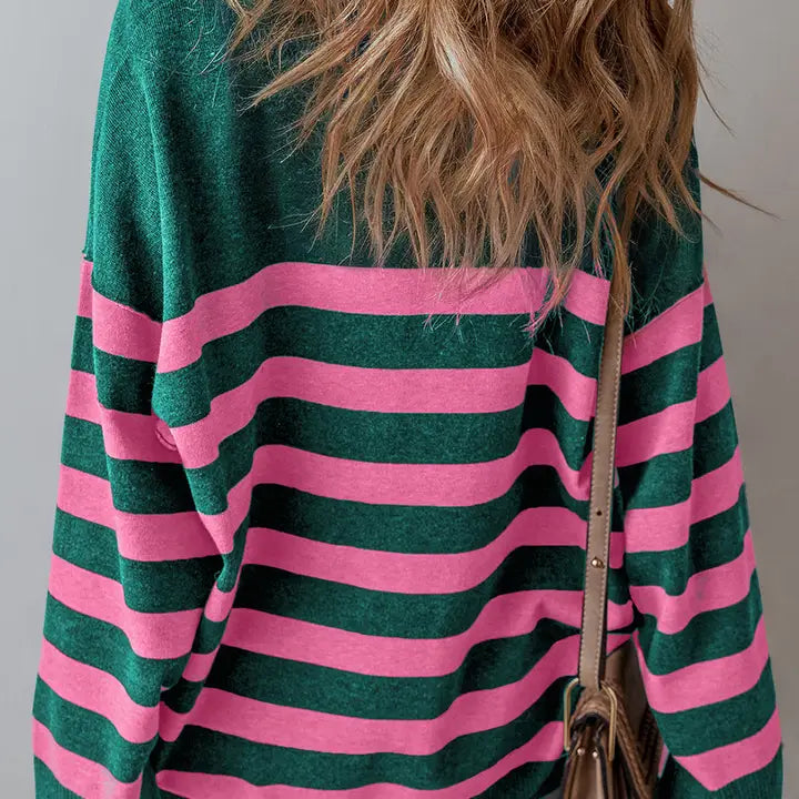 Sweater quarter zip stripe