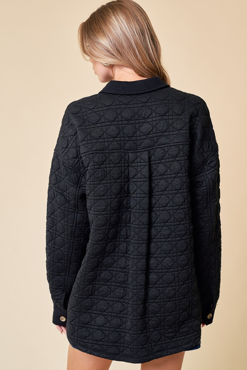 Shacket quilted button