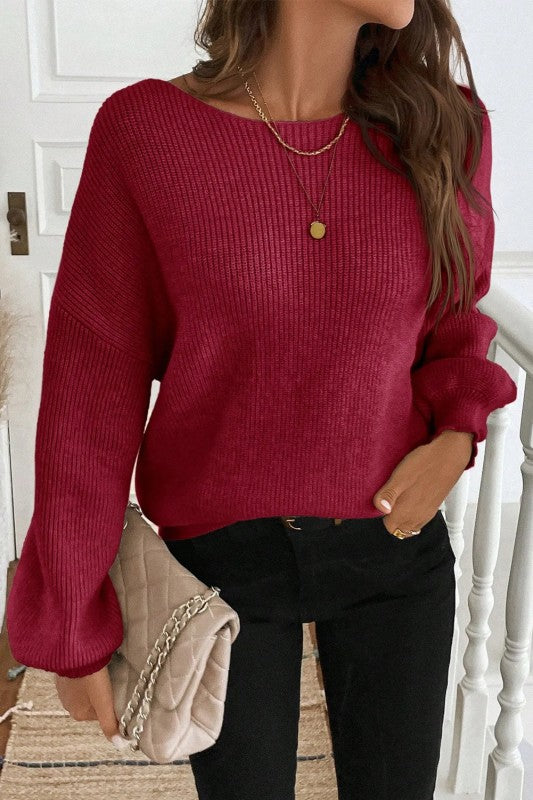 Contrast Ribbon Bow Sweater