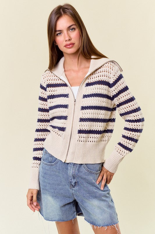 Sweater zip up stripe