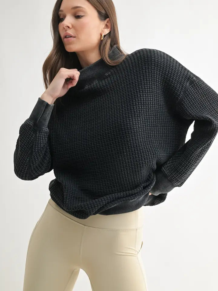 Waffle Mock Neck